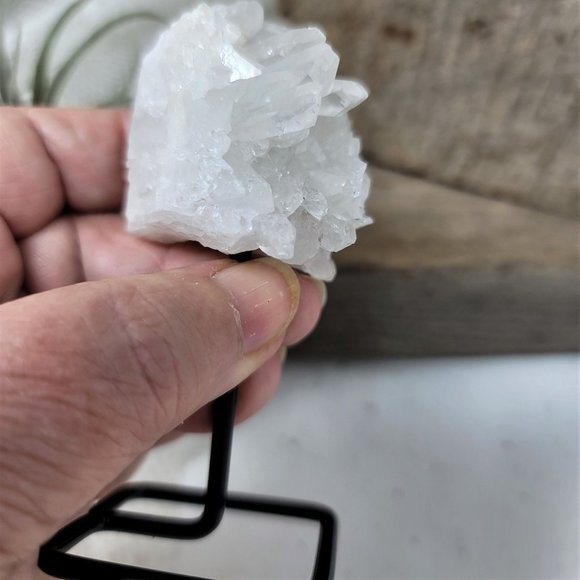 Genuine Crystal Quartz Point Cluster Metal Modern Stand - Picture 10 of 10